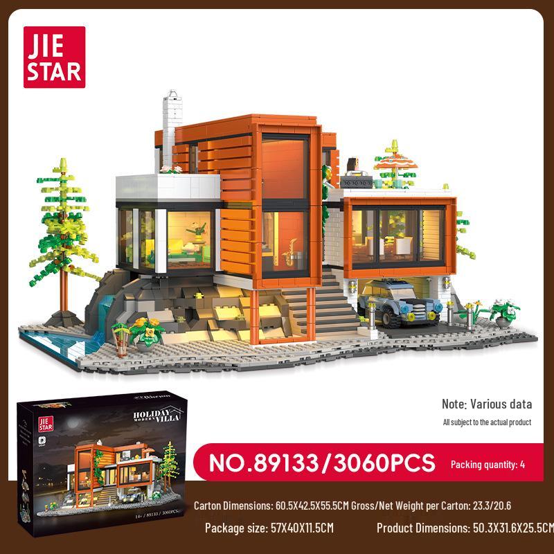 Jie Xing City Street View Holiday Villa Brick Model Educational Toy
