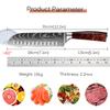 7inch Damascus Pattern Kitchen Knives Japanese Santoku Knife Meat Cleaver Fruit Slicing Knife Utility Knives Red Resin Handle