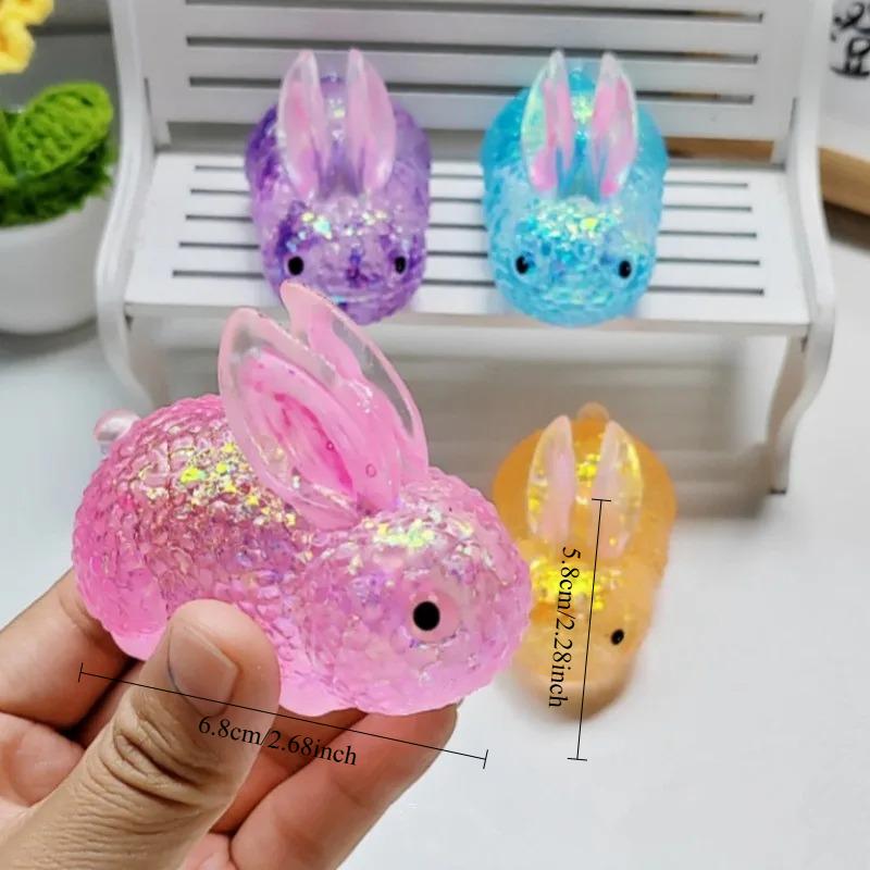 Kids Anti-Stress Soft Tpr Slow Rebound Sequins Pinch Toy Elastic Squeezing Colored Rabbit Stress Relief Decompression Toy
