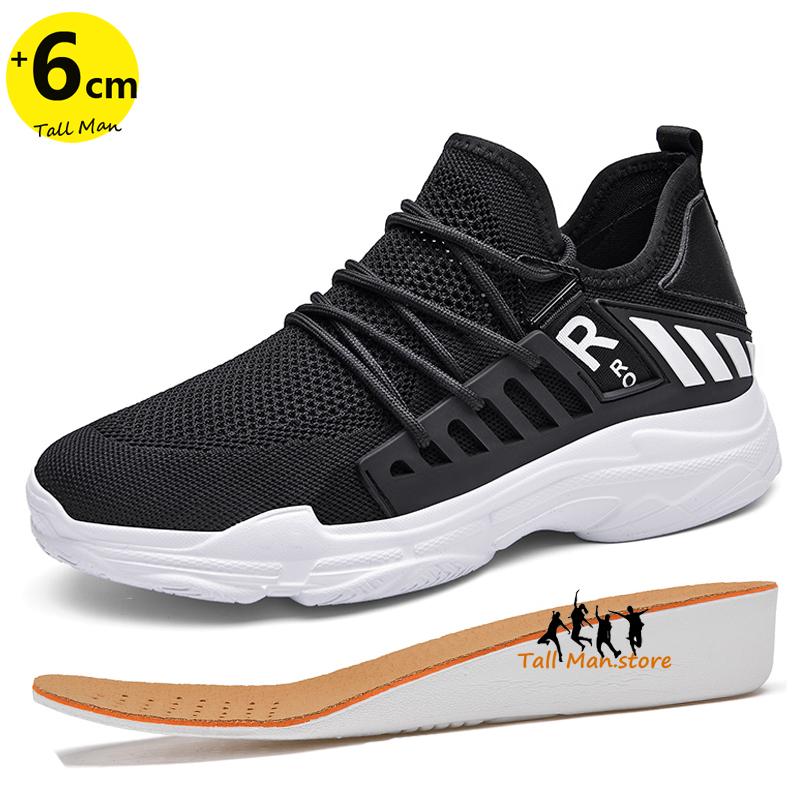 Sports Sneakers Men Elevator Height Increase Shoes Insole 6Cm Mesh Man  Leisure Fashion Plus Size 36-44