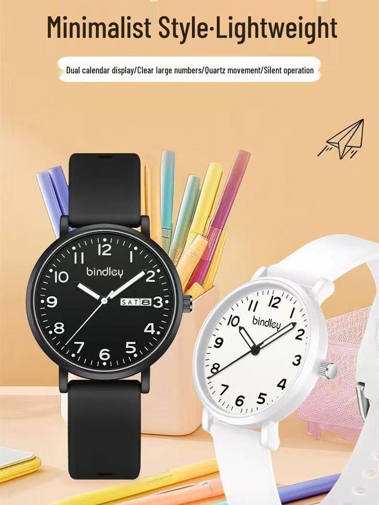 2025 Student Silent Quartz Waterproof Watch - Unisex for Middle/High School