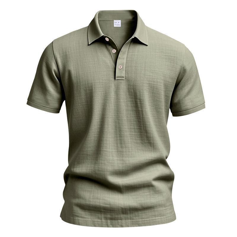 Mens Short Sleeve Linen Loose Casual Collar Polo T Shirt