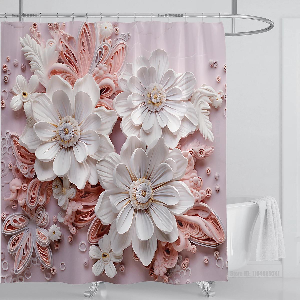 

Vibrant 3D Floral Shower Curtain, Waterproof Fabric With Luxurious Peonies For Elegant Bathroom Decor,Enhance Your Home S Beauty W60H190(CM)-1 Pcs