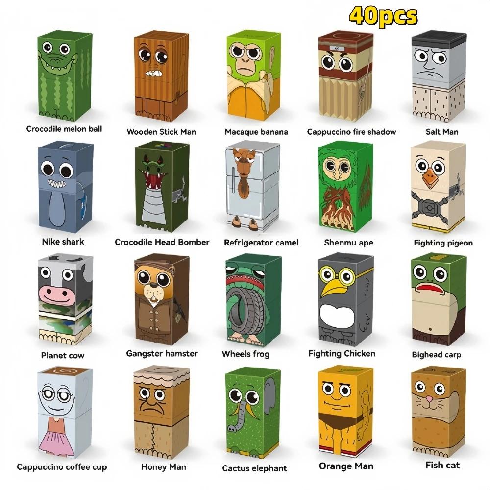 TungTungTung Сахур Фигурка Конструктор Веселая Игра Обучение ИИ Персонаж Магнитные Кубики Набор СДЕЛАЙ САМ Кубики Креативность STEM Игрушки Дети