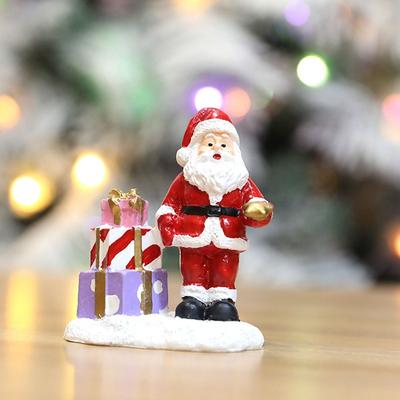 Cute Christmas Snowman Figurines Resin Elegant Santa Claus Gift Box Statue Realistic Merry Christmas Decorations New Year Gifts