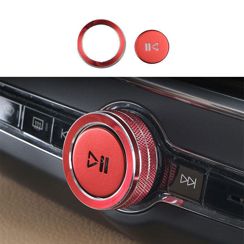 Fit For Volvo XC90 2016- Red Aluminium Car Volume Switch Button Cover Ring