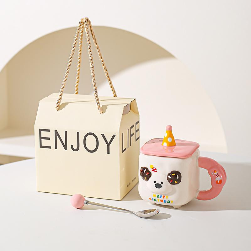 Cute Cartoon Cute Pet Animal Mug Souvenir Birthday Party Cute Ceramic Cup Household Milk Breakfast Cup
