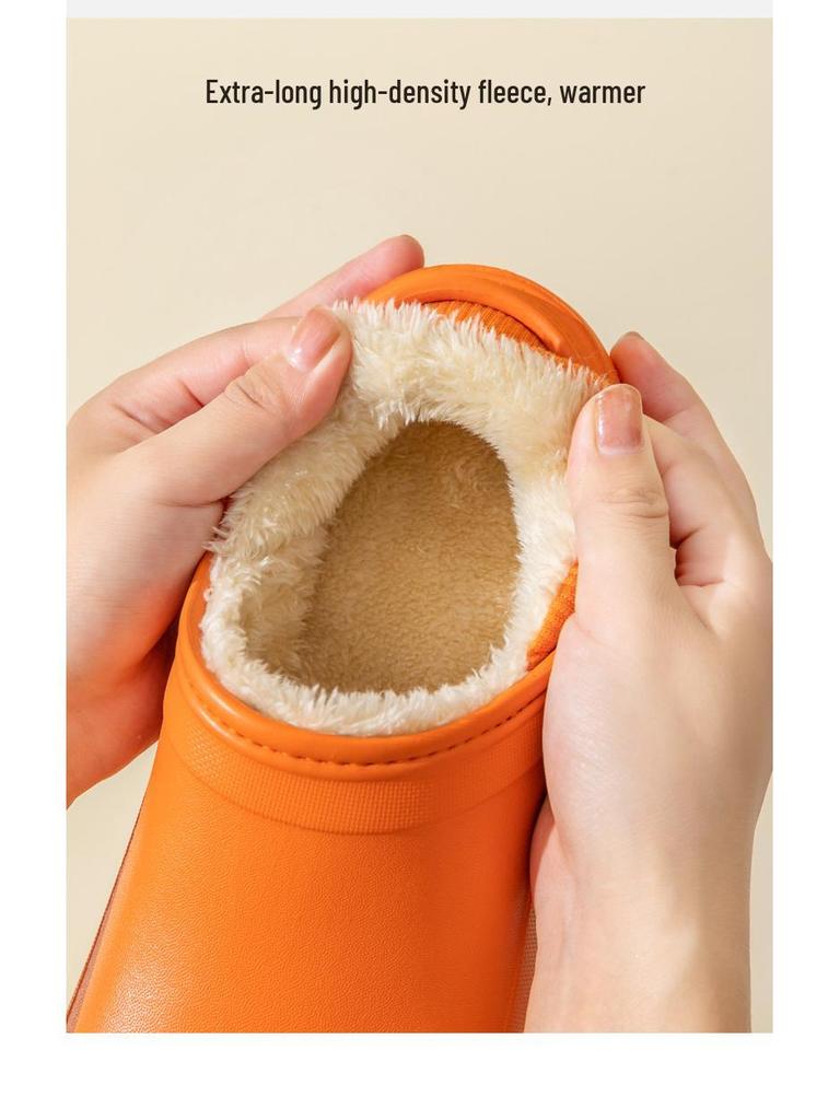 Damen Herbst/Winter Plüsch Rutschfeste Indoor-Hausschuhe mit Fersenkappe - Warm, Wasserdicht, Baumwollsohle für Zuhause & nach der Geburt.