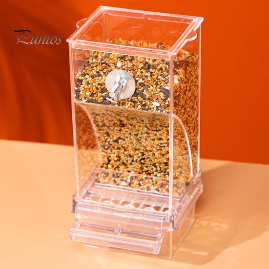 Transparent Acrylic Bird Feeder Automatic No-Mess Bird Cage Feeder Large Capacity Parrot Feeder Anti-Spill Bird Feeder for Canaries Budgies Finches