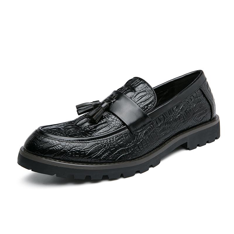 Fashion High Quality Loafers Men's Slip-On Crocodile Pattern Tassel Casual Shoes Business Dress Shoes Men's 38-46 Size Plus Men's Shoes