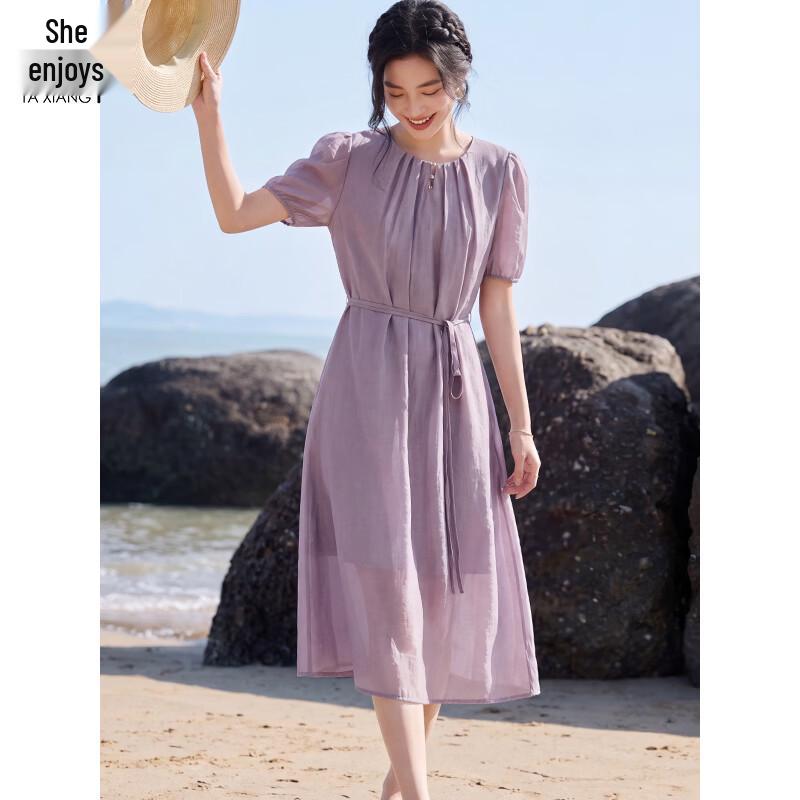 

Women s Lyocell Pleated Beaded Midi Dress M