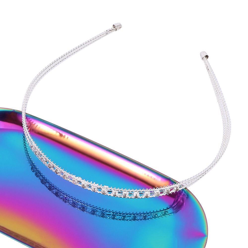 Chic Lady Hair Band Head Piece Metal Headband Hair Accessories Shine Silver Color Jewelry