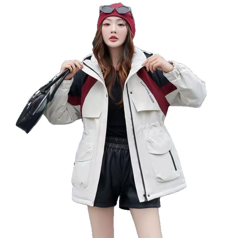Latest Tooling Charge Cotton-padded Jacket Hooded Thickened Autumn and Winter Womens Comfortable Fit Down Cotton-padded Jacket Womens Models