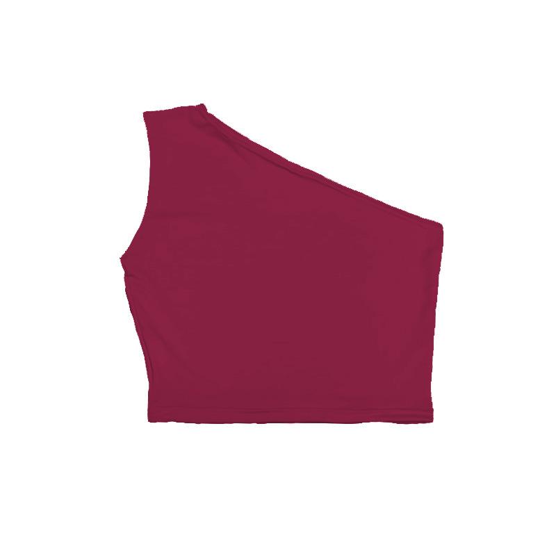 

Женский сексуальный топ-майка с открытым плечом, облегающий, на бретелях, с открытой спиной, с открытым животом, камис, топ-труба, женский, без рукавов, укороченный жилет L кларет