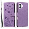 For iPhone 17 Leather Wallet Case Cat Bee Pattern Phone Cover Stand