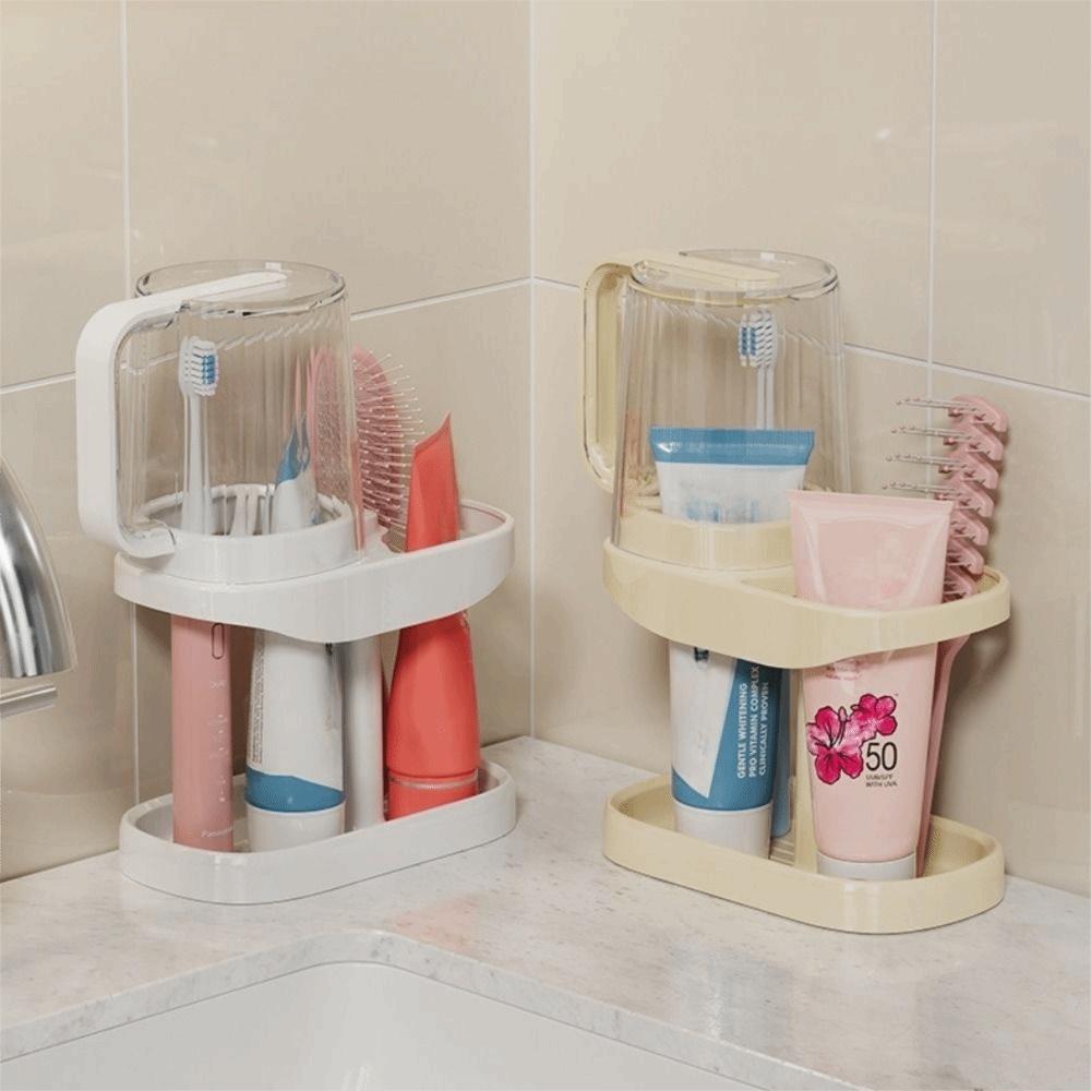 Adjustable Toothpaste Storage Rack Dustproof Cup Storage Rack Toothbrush Holder  Hotel