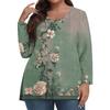Modisches lässiges Langarm-Oberteil für Damen in Übergröße mit Blumenprint Übergröße Blumenprint-Oberteil