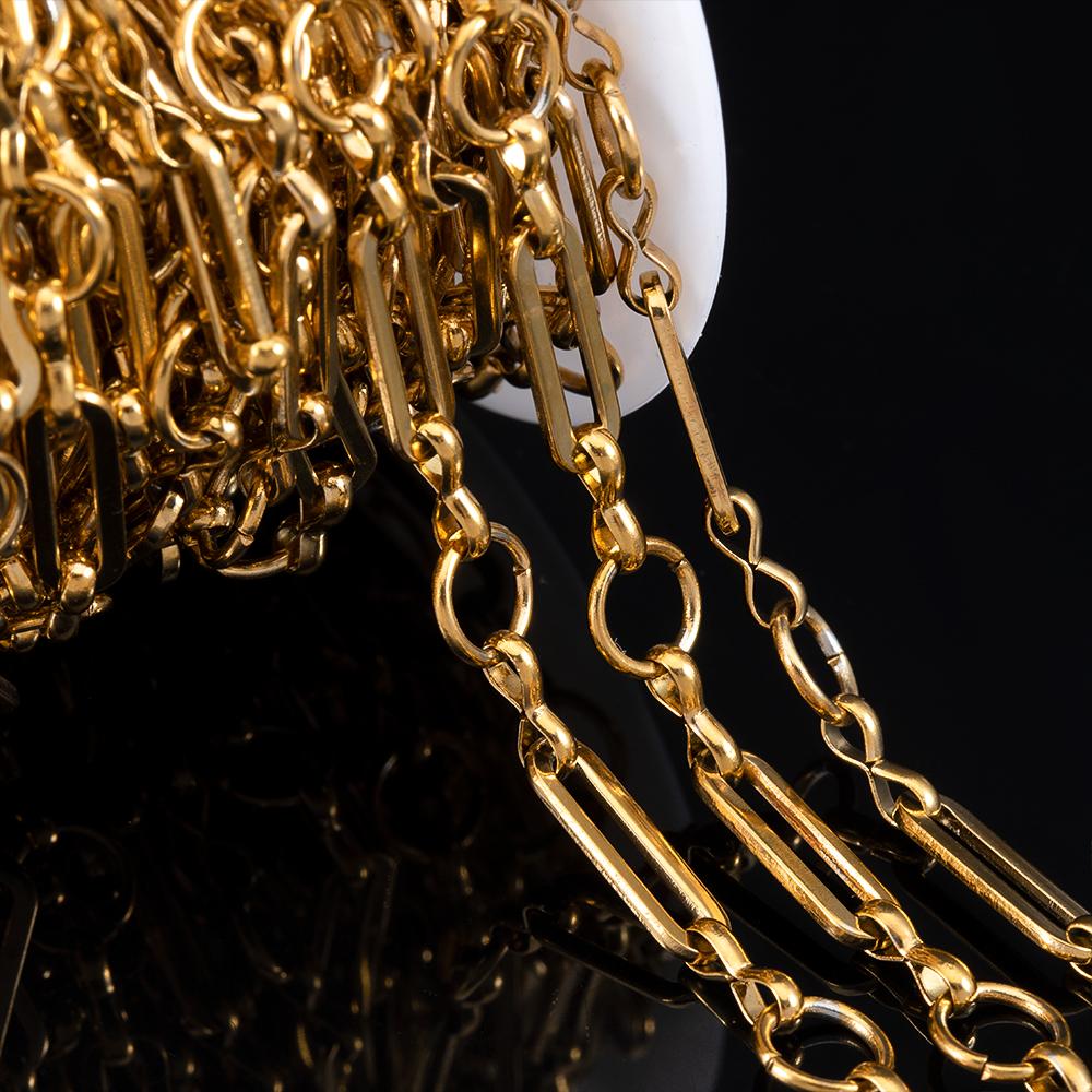 No Fade 1meter Stainless Steel Thin Flat Link Chain Gold&Silver Color Chain for DIY Necklaces Bracelet Jewelry Making Wholesale