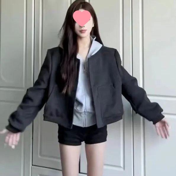 Spring/Autumn 2025 Women s American Retro Loose Casual Baseball Jacket S 38-45 kg