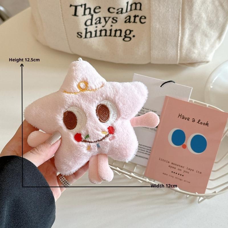 

Cute Cartoon Plush Star Plush Keychain Kawaii Doll Toy Backpack Handbag Pendant Hanging Ornaments Decoration Keyring Gifts as the picture