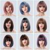 Gray Medium Straight Daily Hair Nutural Synthetic Wigs For Women With Bangs Heat Resistant Cosplay Wavy Female Colored Fiber Wig