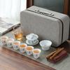 White Porcelain Tea Art Teaching Tea Set Travel Portable Bag Ceramic Kung Fu Tea Set Tea Artist Training Examination