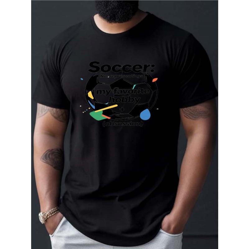 

Европейские размеры Мужская футболка Футбольный узор + Слоган Мое любимое хобби Взрослая футболка Персонализированный футбольный узор S чёрный