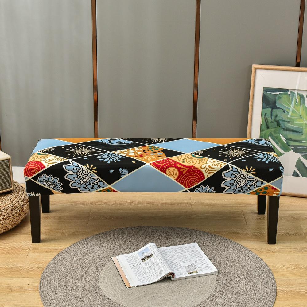 Bench Cover Stretch Spandex Piano Stool Cover Long Ottoman Cover Solid Color Changing Shoes Chair Slipcover Home Decor