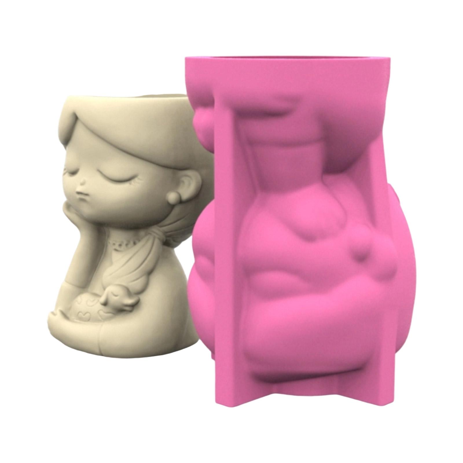 

Multi Purpose Silicone Mold For DIY Crafts Cement Resin Planter With Girl Design Food Grade Flower Pot Making Mould 28