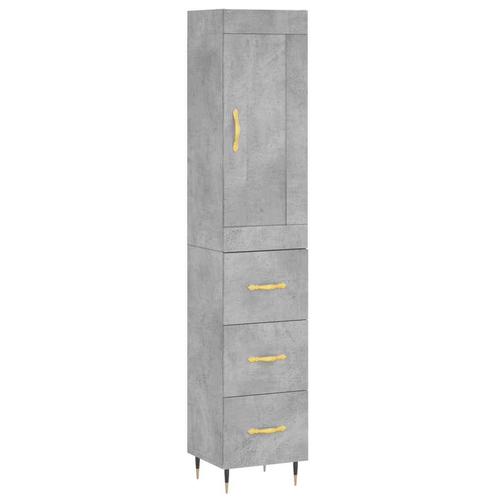 Highboard Concrete Grey 34.5 x 34 x 180 cm Engineered Wood