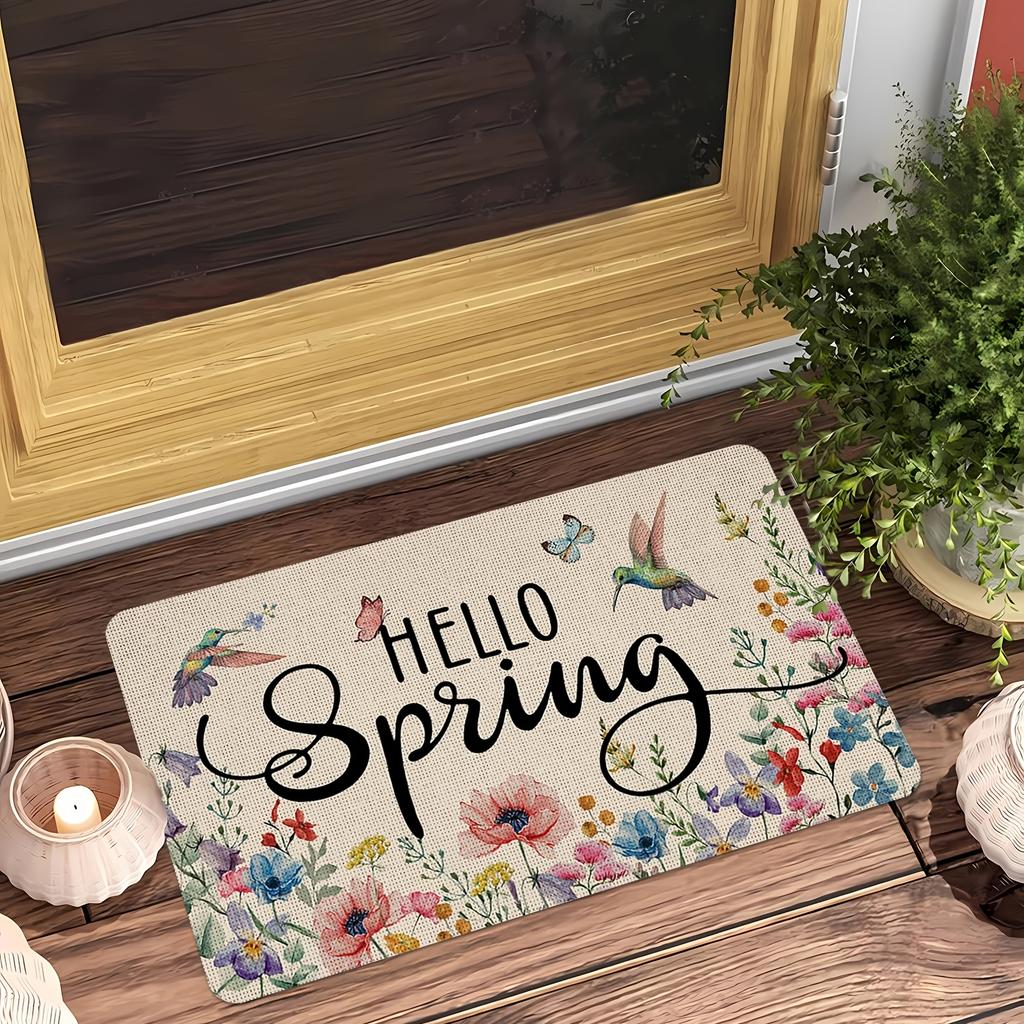 1Pcs Anti Fatigue Kitchen Rugs Bird ColorfulFlowers Print Waterproof Non-Slip Thick Cushioned Kitchen Mat Heavy Duty Comfort Standing Mat for Kitchen