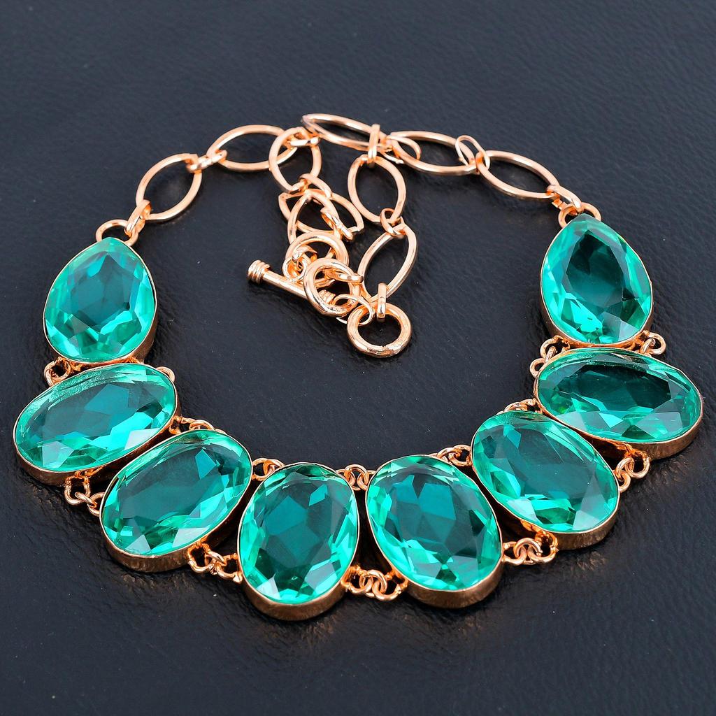 Bijuterii cu Indicolit, Bijuterii Colier Handmade, Colier Minunat din Cupru, Bijuterii cu Pietre Prețioase, Colier Ajustabil cu Lanț pentru Femei