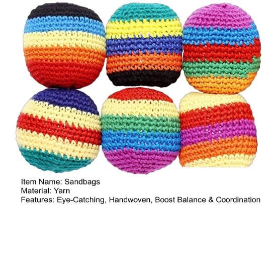 Hand Knitted Footbag Sack Set, Colorful Crochet Juggling Balls for Kids Adults, Soft Filled Sandbags for Balance And Coordination, Outdoor Game Toy
