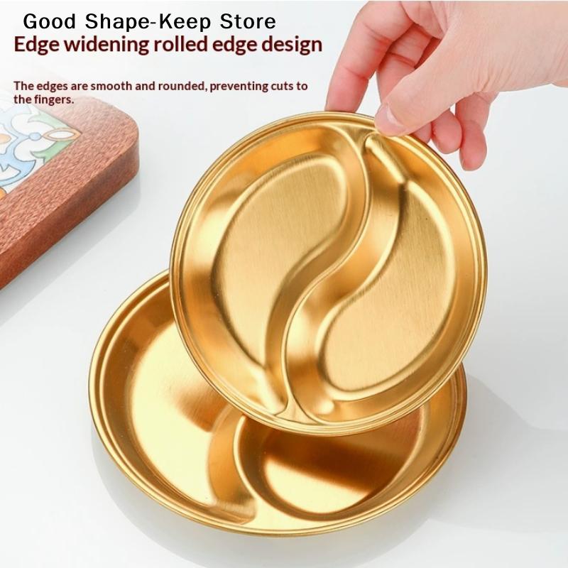 Stainless Steel Circular Divided Plate Roast Meat Dipping Household Seasoning Snack Sauce Dish Food Sauce Dish For Plate Kitchen