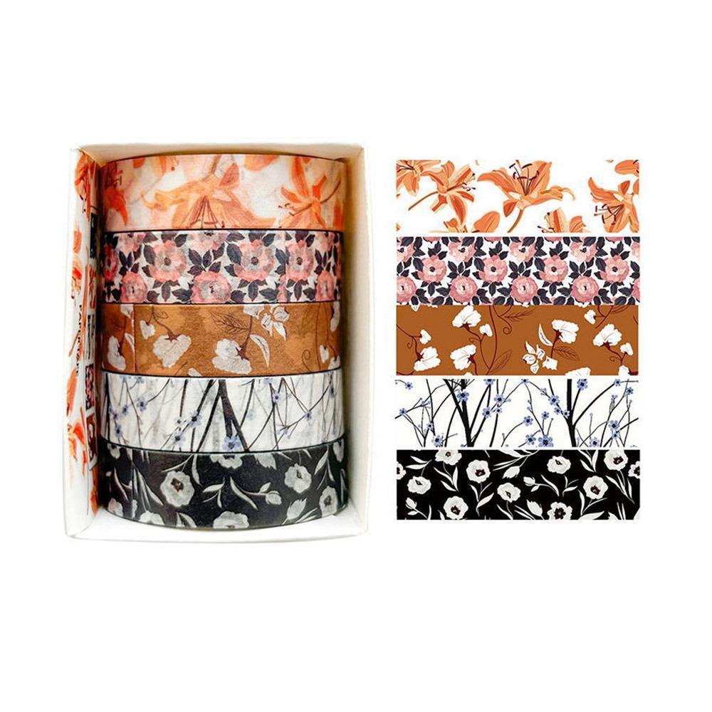 5 Rolls Spring Flower Washi Tape Self-adhesive Artistic Tape  Craft Making