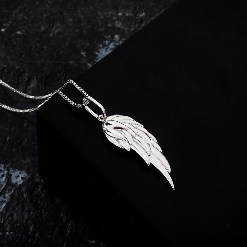 925 Silver Feather Pendant Hip-Hop Necklace for Men and Women