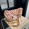 Wind Casual Bag Women's Simple New Pleated Drawstring Messenger Bag Large Capacity Underarm Shoulder Bag