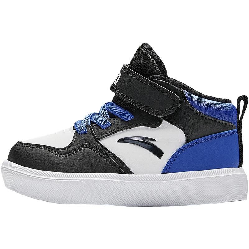 Anta Kids Synthetic Leather Fashion Versatile Warm Waterproof High-Top Walking Shoes Baby Shoes Black Blue A12440081-4