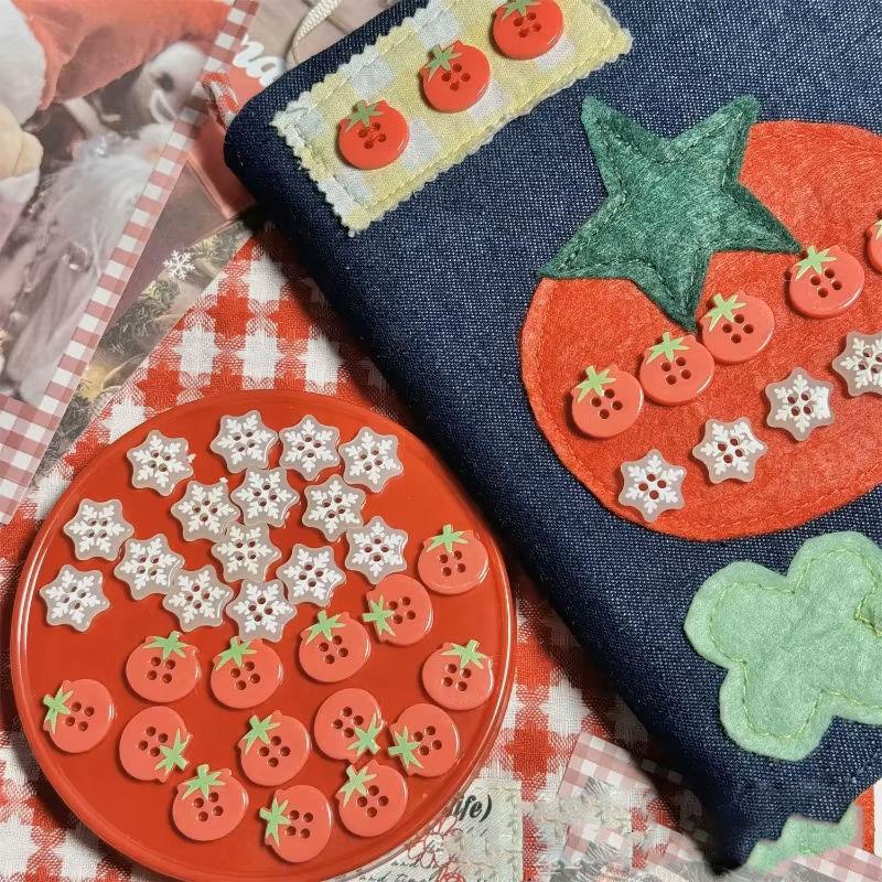 10PCS Cute Plastic Tomato Snowflake Buttons DIY 4-Holes Decoration Button Clothing Sewing Accessories Girl Kids