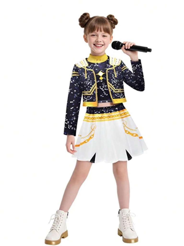 Kostým pro dívky Děti Hvězdy Vokální Rumi Cosplay Scénické oblečení Idol zpěváci Třídílná sada Trendový styl Halloweenská párty