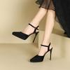 8-1 pointed thin heel black high heels women's summer new bag head hollow waterproof table high heel single shoes