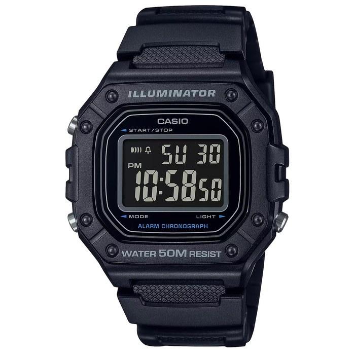 Casio W-218H-1BVDF Digital Resin Watch, Black