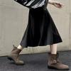 Korean Version of Maillard Leather Matte Round Head Thick Heel Wide Tube Belt Buckle Martin Boots Women's Autumn and Winter Cowboy Boots Short Boots