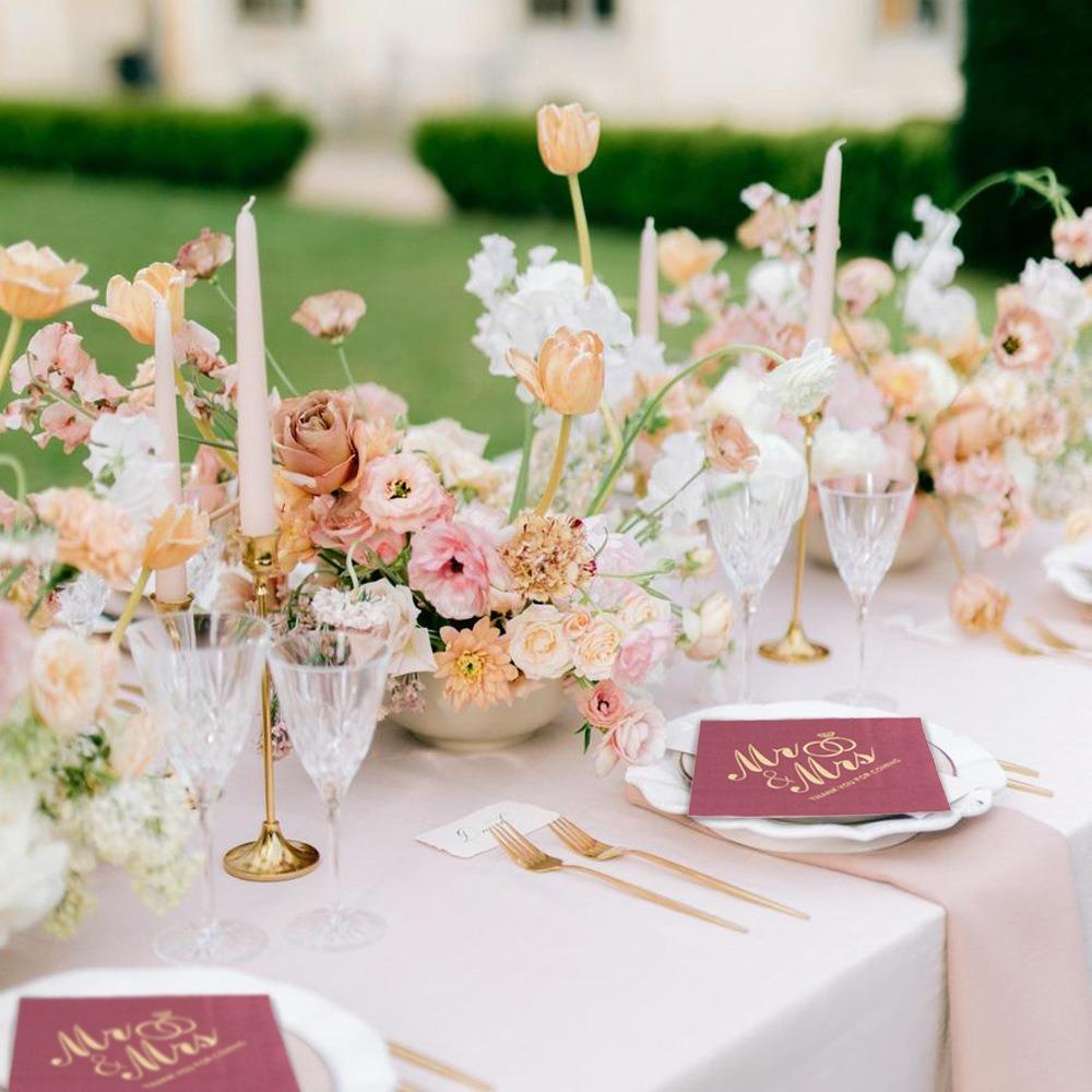 100pcs Bronzing Printed Mr Mrs Wedding Napkins Soft Disposable Napkins Cocktail Napkins  Home Party