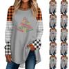 Fashionable Women's Loose Round Neck Christmas Small Print Long-sleeved T-shirt Top Pullover