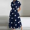 ZANZEA Womens Casual Turn Down Collar Polka Dot Print Short Sleeve Dress