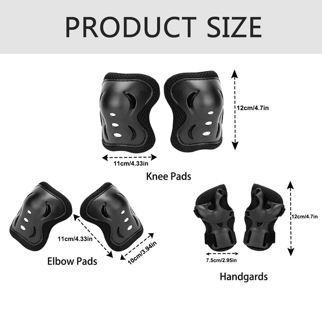 6PCS Kids Protective Gear Set for 3-15 Years, Knee Elbow Pads & Wrist Guards for Skateboard Cycling Skating Scooter