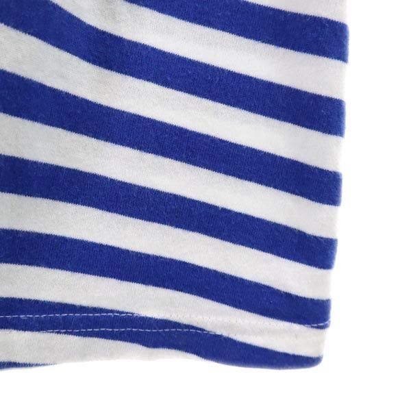 Marimekko Border Pattern Long Sleeve One Piece 160 White_Blue Kid's Used