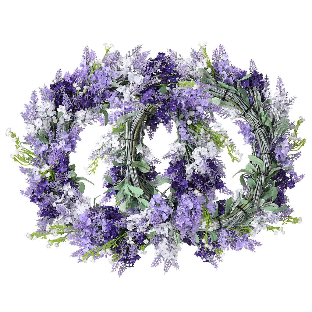 Artificial Lavender Wreath Realistic Spring Floral Wreath for Wedding Front Door Outdoor Indoor