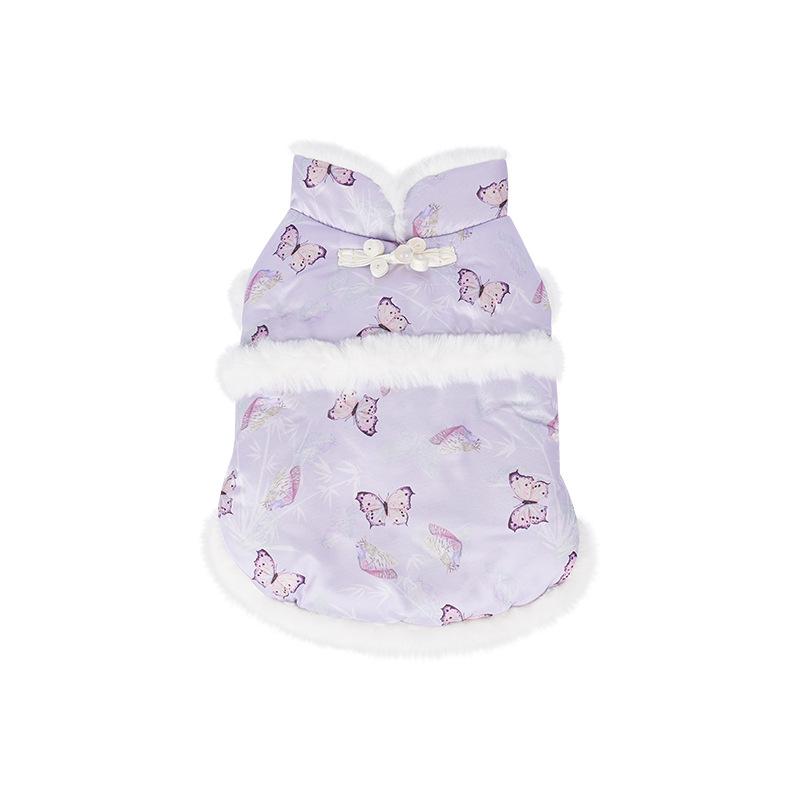 Pet Autumn and Winter Clothes, New Year's Day, Chinese New Year Clothes, Schnauzer Teddy Dog Thickened Sleeveless Two-legged Cotton Clothes